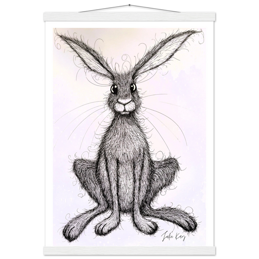 Coco Bunny Sitting ink sketch printed for home decor