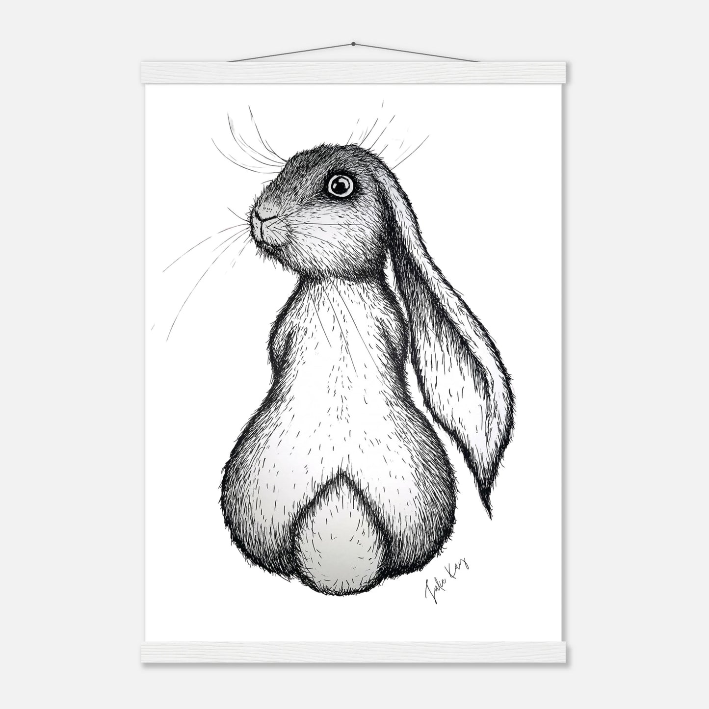 Honey Bunny ink sketch with white hanger