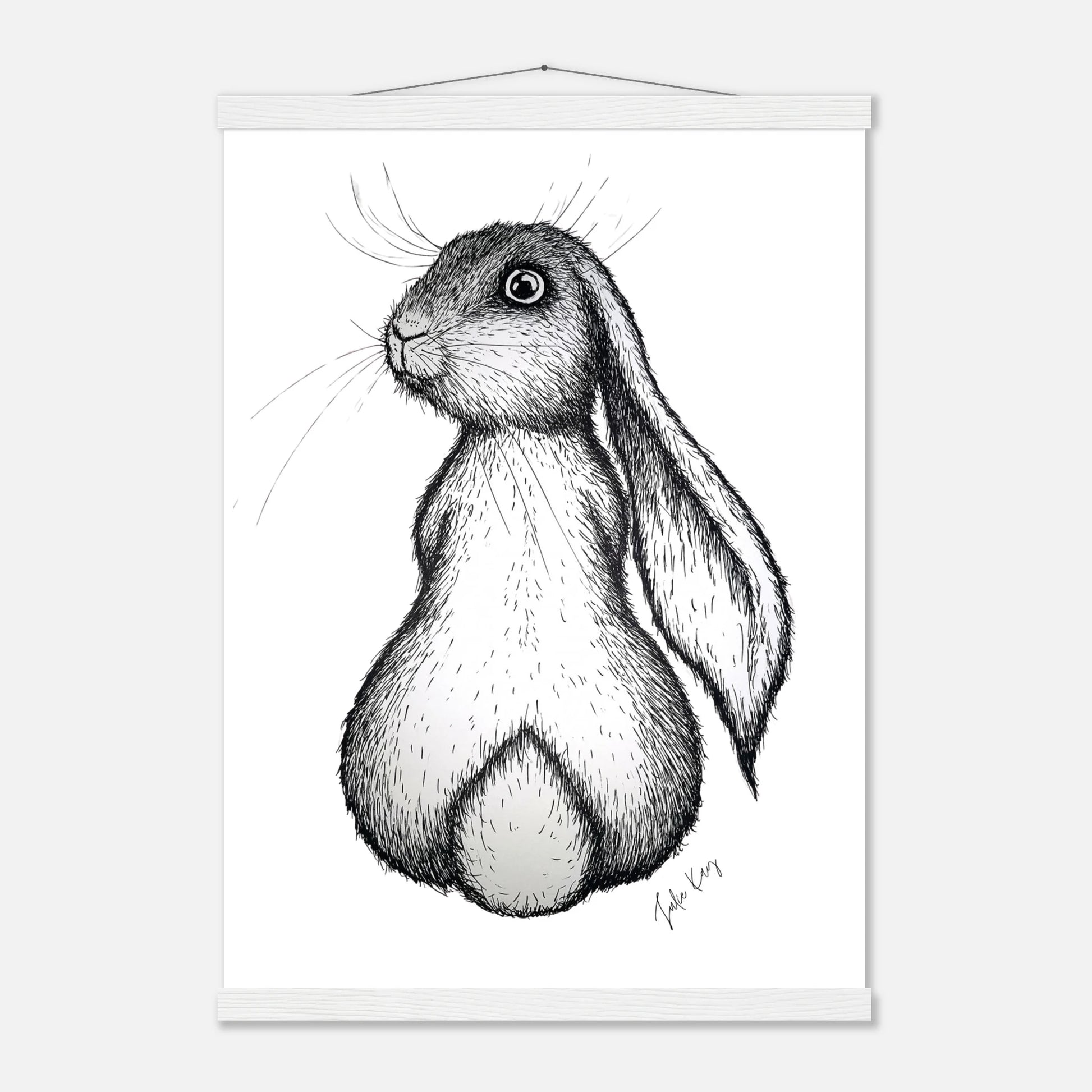 Honey Bunny ink sketch with white hanger