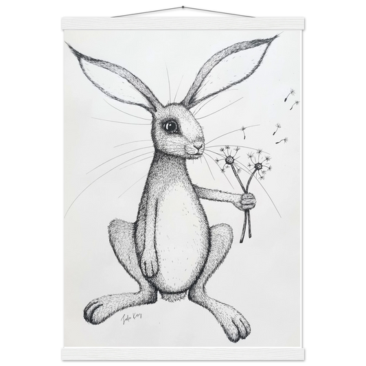 Honey Bunny with Dandelion Ink sketch 