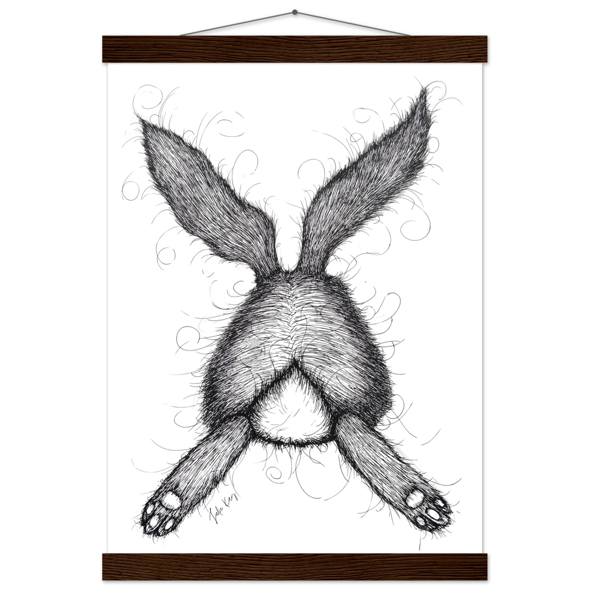 Lazy Coco Bunny ink sketch print tail
