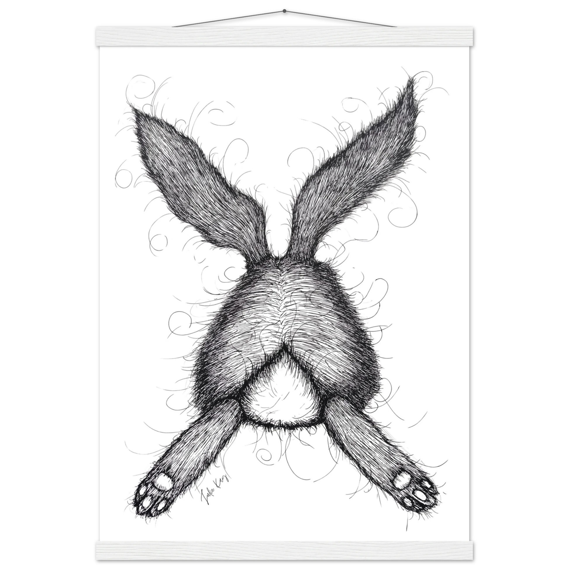 Lazy Coco Bunny ink sketch print 