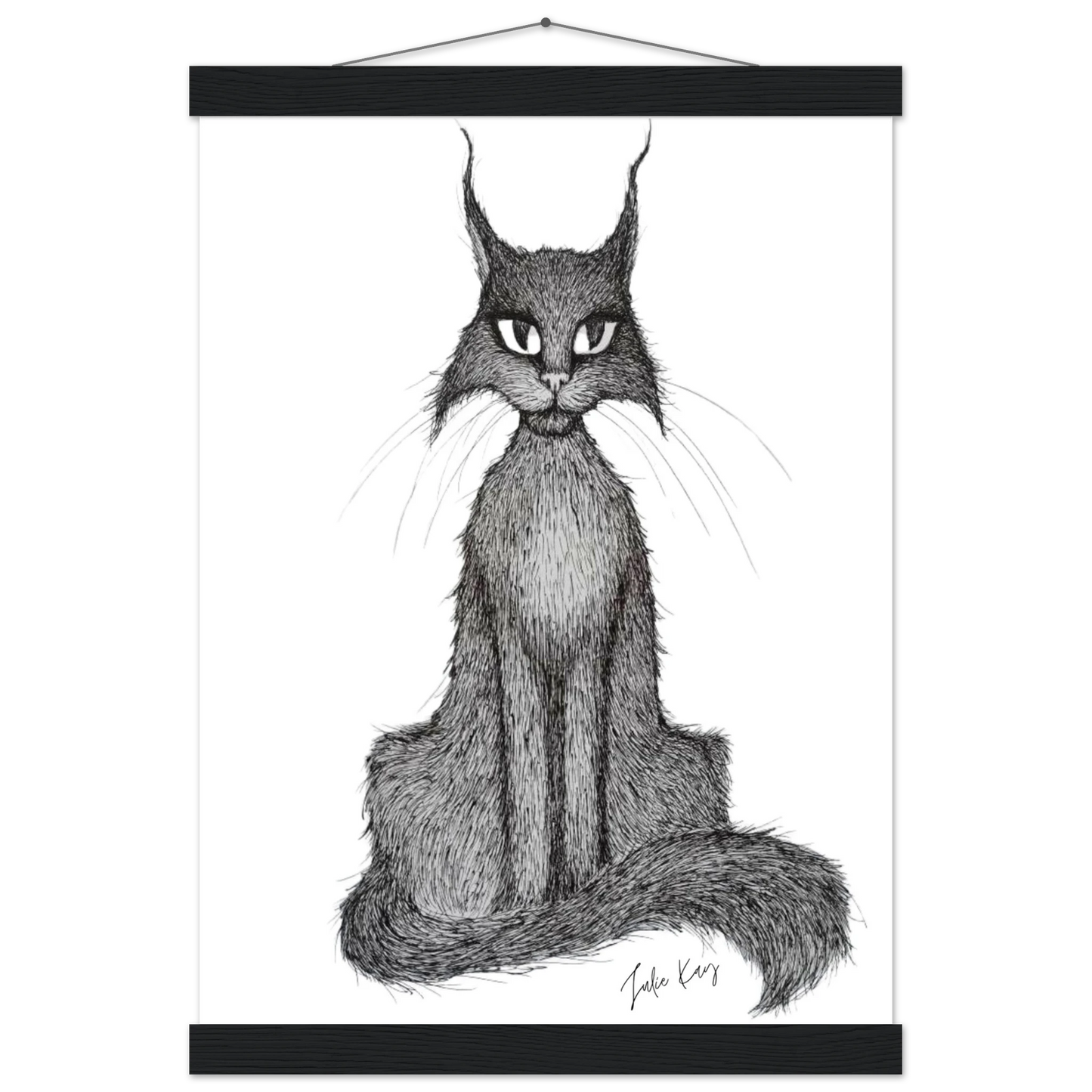 Matilda Black cat ink sketch black hanger