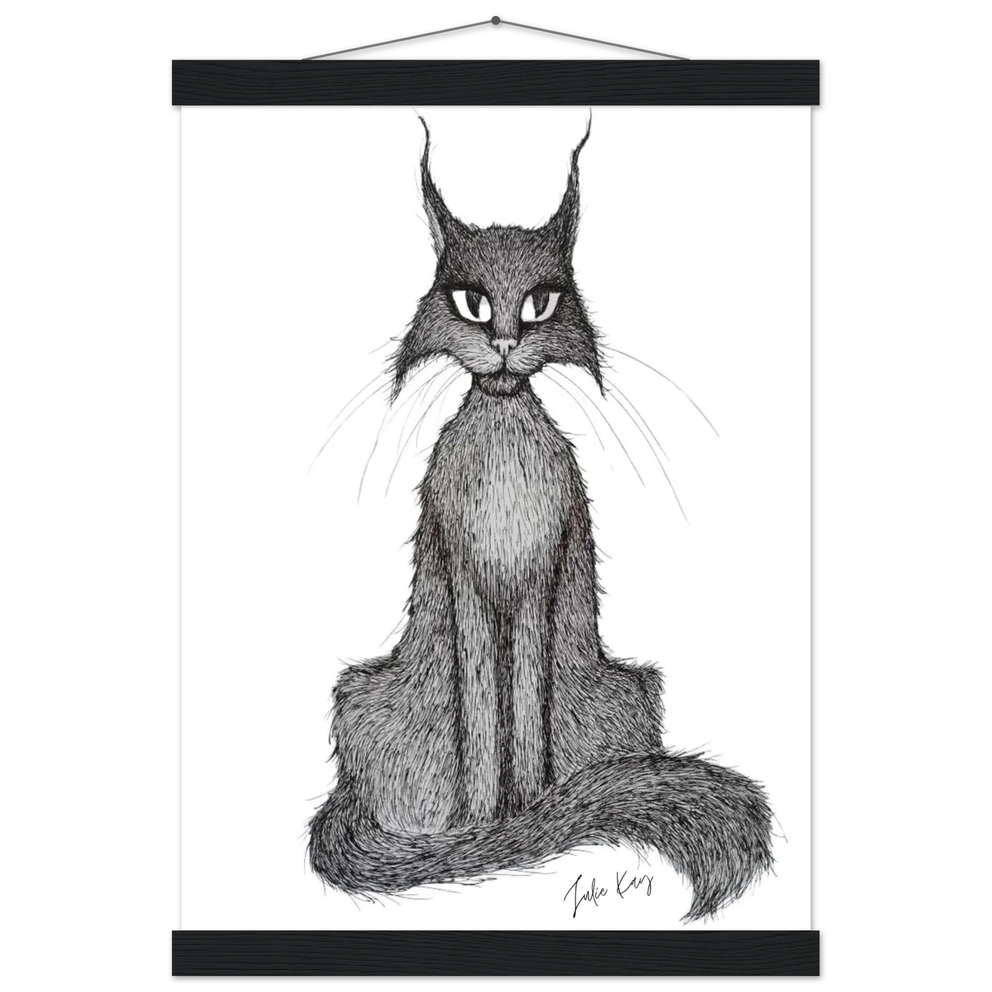 Matilda Black cat ink sketch black hanger