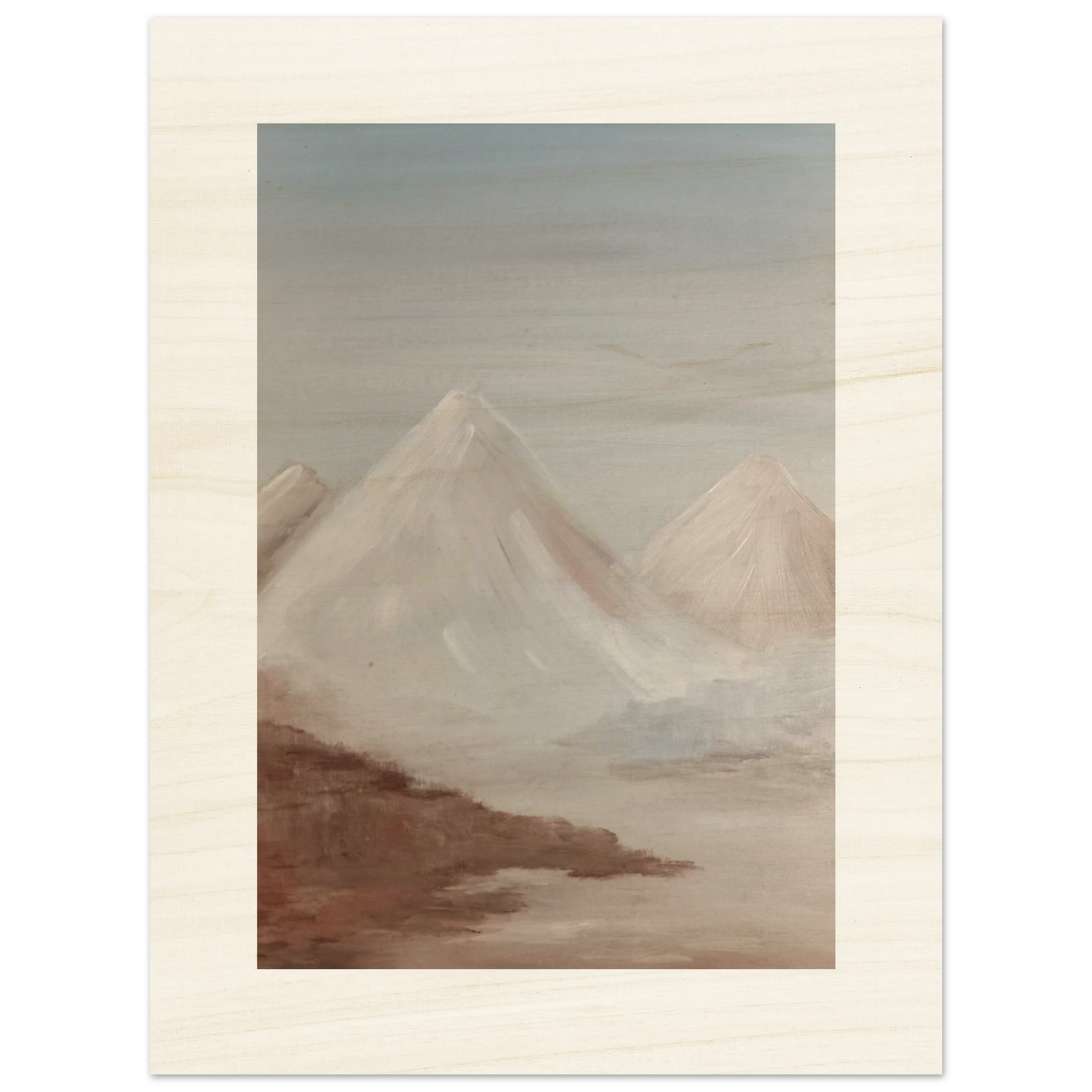 Mountain Mood painting printed onto wood